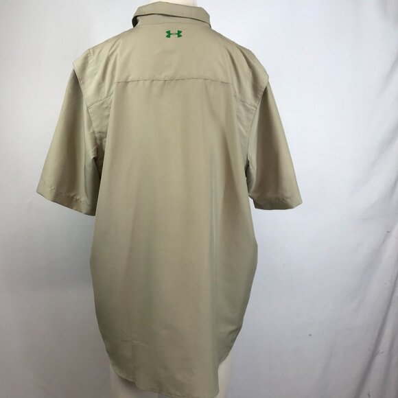 UNDER ARMOUR - MEN'S XL - TAN LOOSE FIT HEATGEAR BUTTON COLLARED SHIRT - Picture 3 of 5